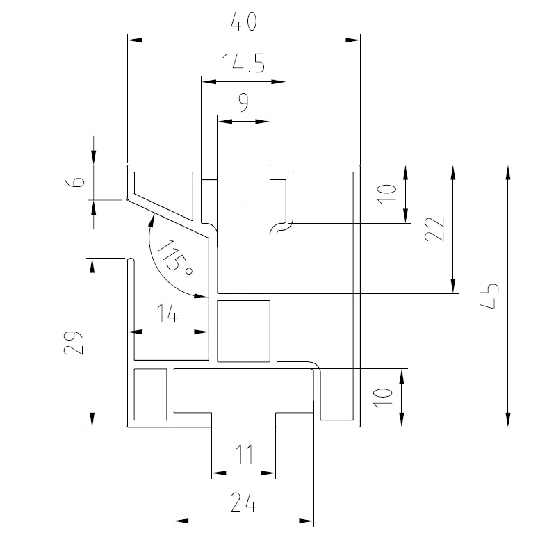 Hliníkový profil HNP1 - 40x45 mm - délka 3,15 m