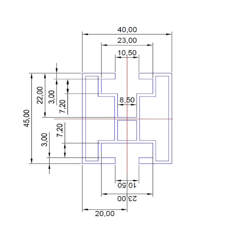 Hliníkový profil HNP4 - 40x45 mm - délka 4,3 m